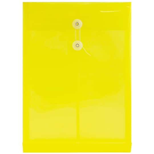 JAM Paper Legal Size Plastic Envelopes with Button & String Tie Closure